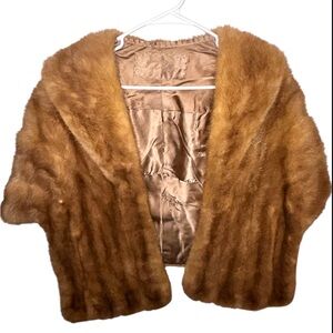 Vintage Faux Fur Shawl in Brown